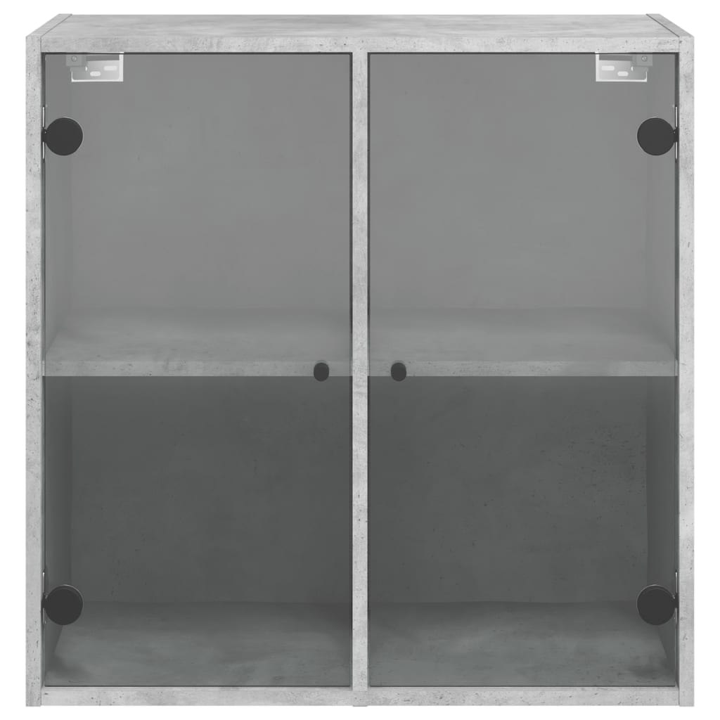 vidaXL Armário de parede c/ portas de vidro 68x37x68,5cm cinza cimento