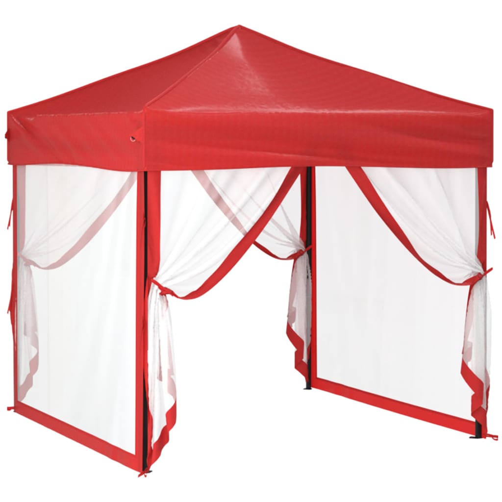 vidaXL Tenda para festas dobrável com paredes laterais 2x2 m vermelho