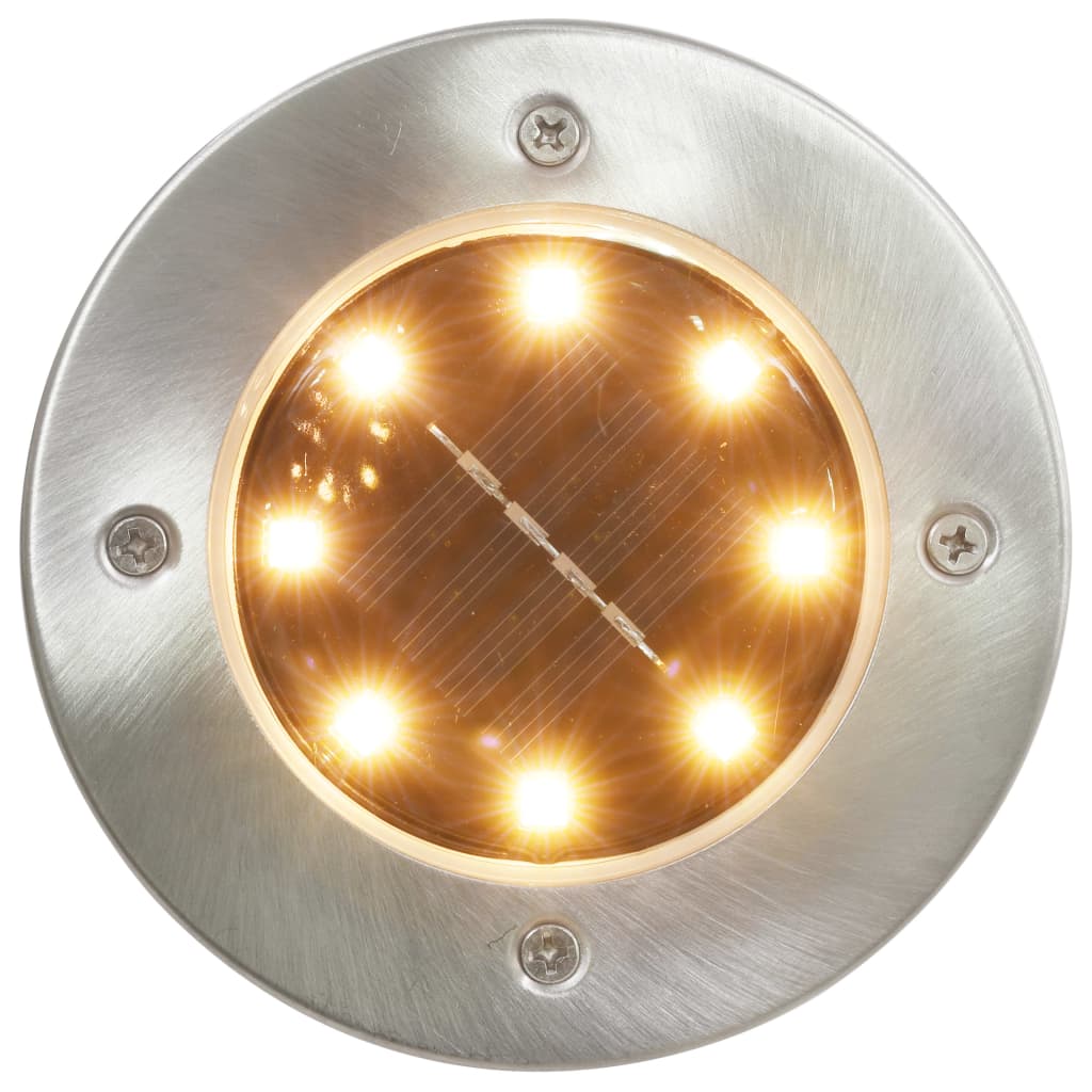 vidaXL Iluminação LED solar de solo 8 pcs branco quente