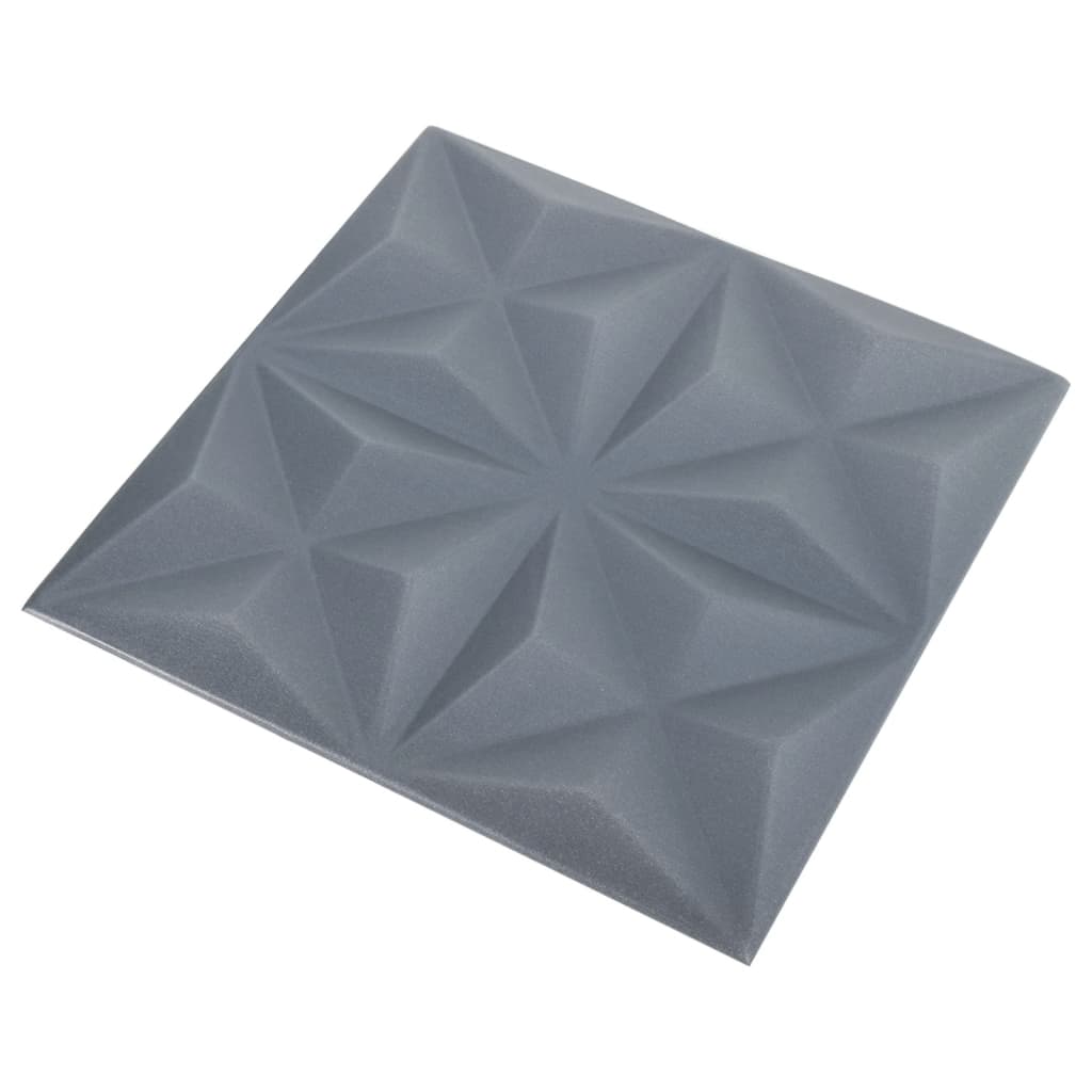 vidaXL Painéis de parede 3D 48 pcs 50x50 cm 12 m² origami cinza