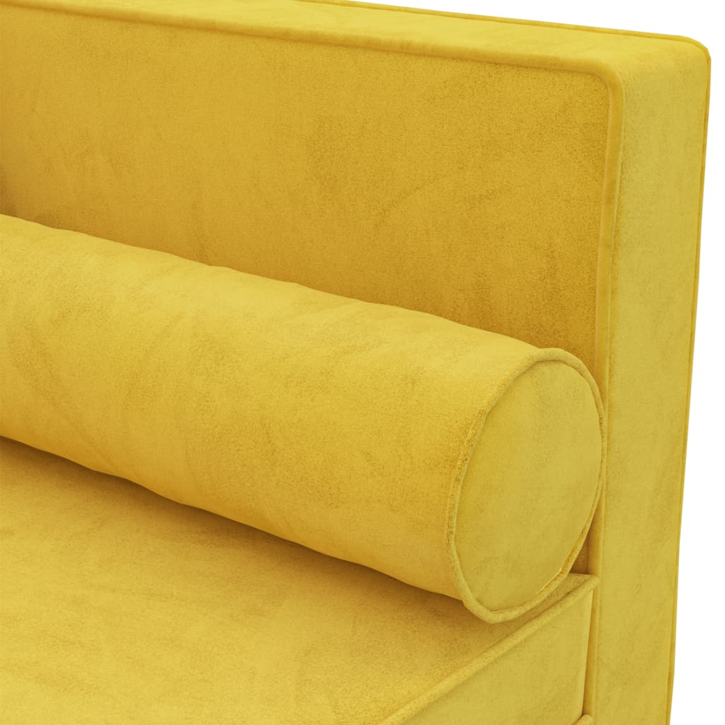 vidaXL Chaise longue com almofadões e rolo veludo amarelo