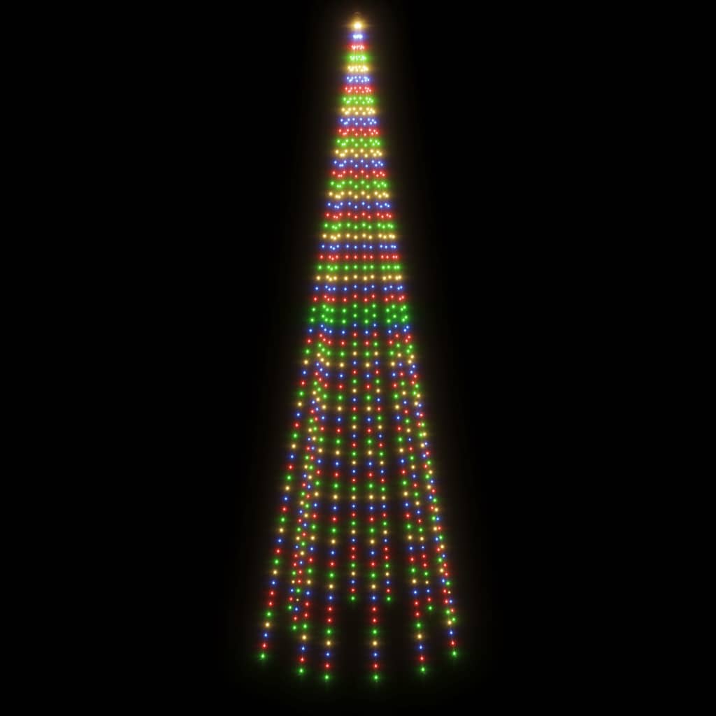 vidaXL Árvore de Natal mastro de bandeira 732 LEDs 500 cm colorido