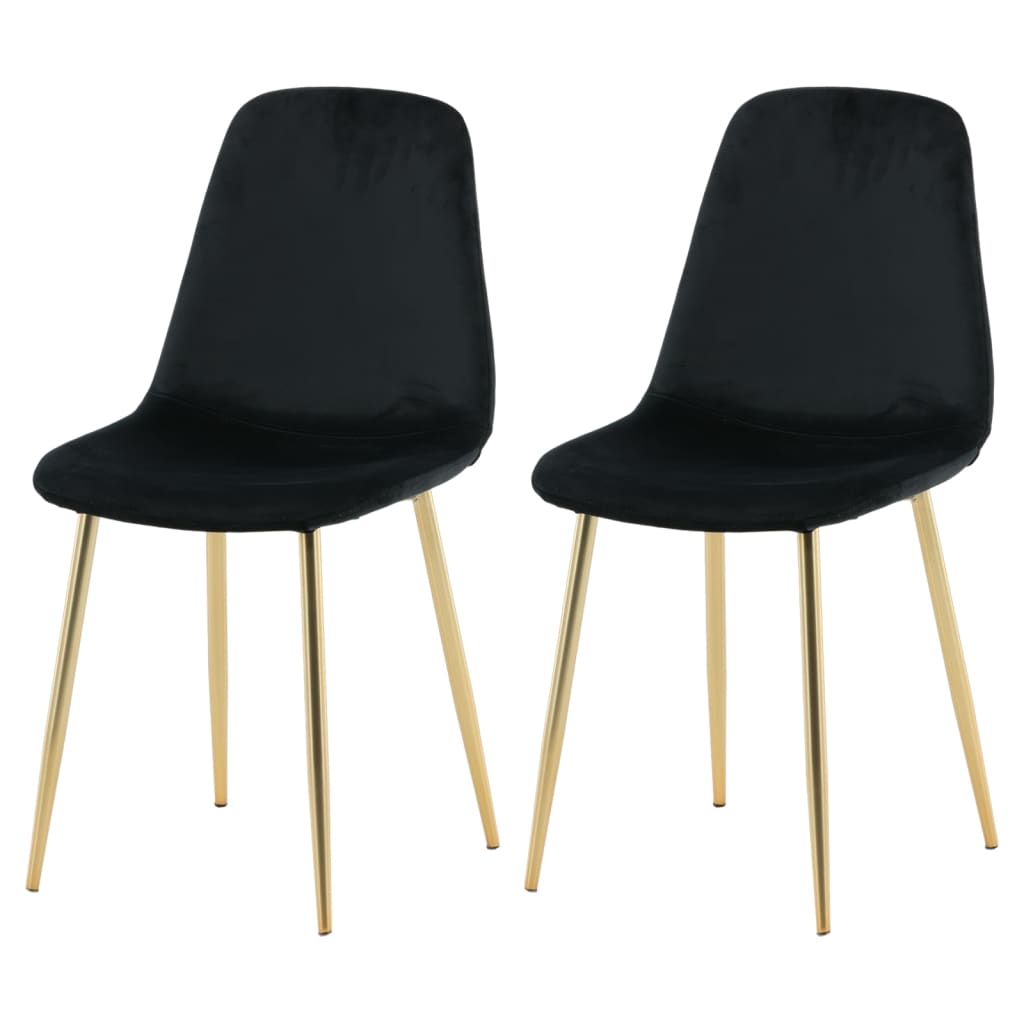 Venture Home Cadeiras de jantar Polar 2 pcs veludo preto e latão