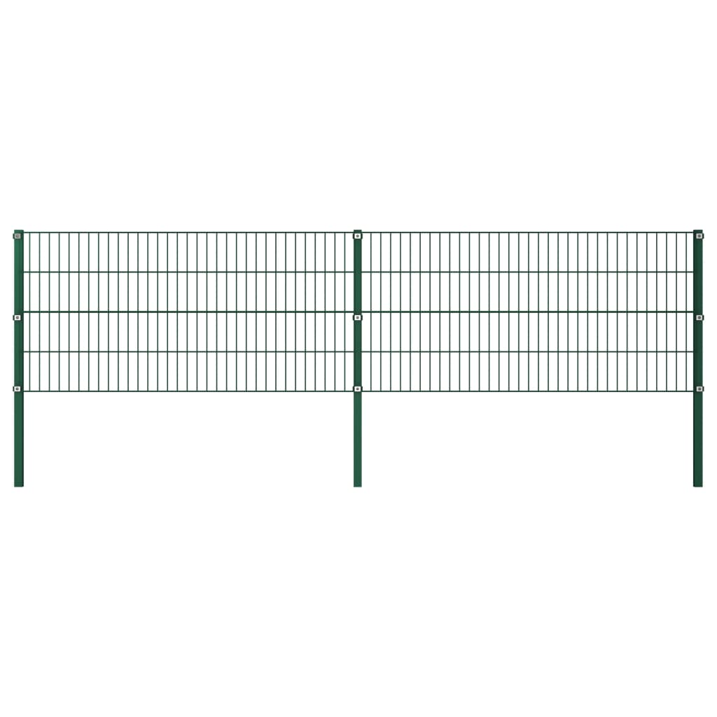 vidaXL Painel de vedação com postes ferro 3,4x0,8 m verde