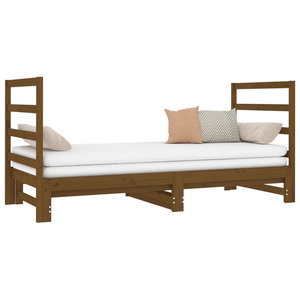 vidaXL Estrutura sofá-cama de puxar 2x(90x190)cm pinho maciço castanho