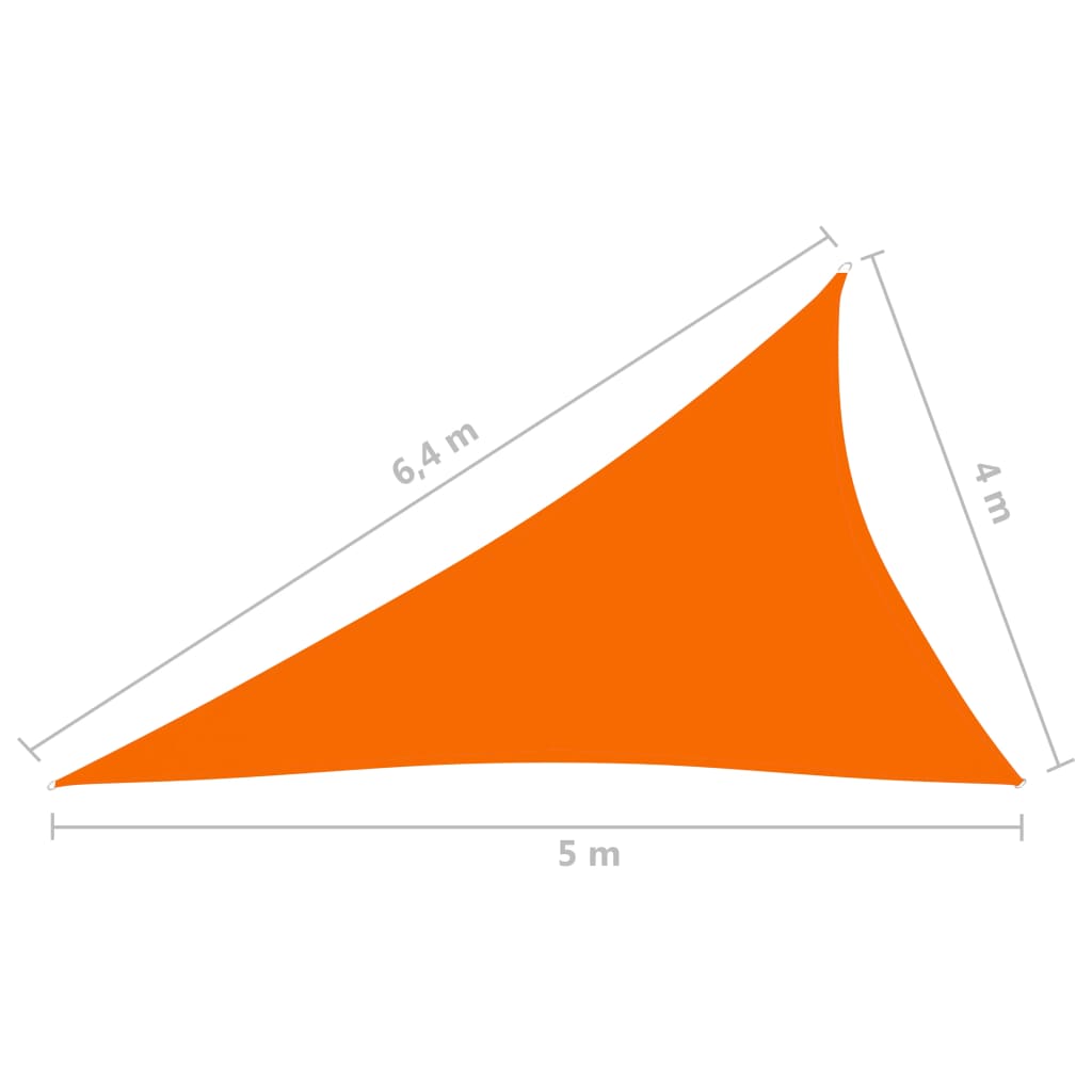 vidaXL Para-sol estilo vela tecido oxford triangular 4x5x6,4 m laranja