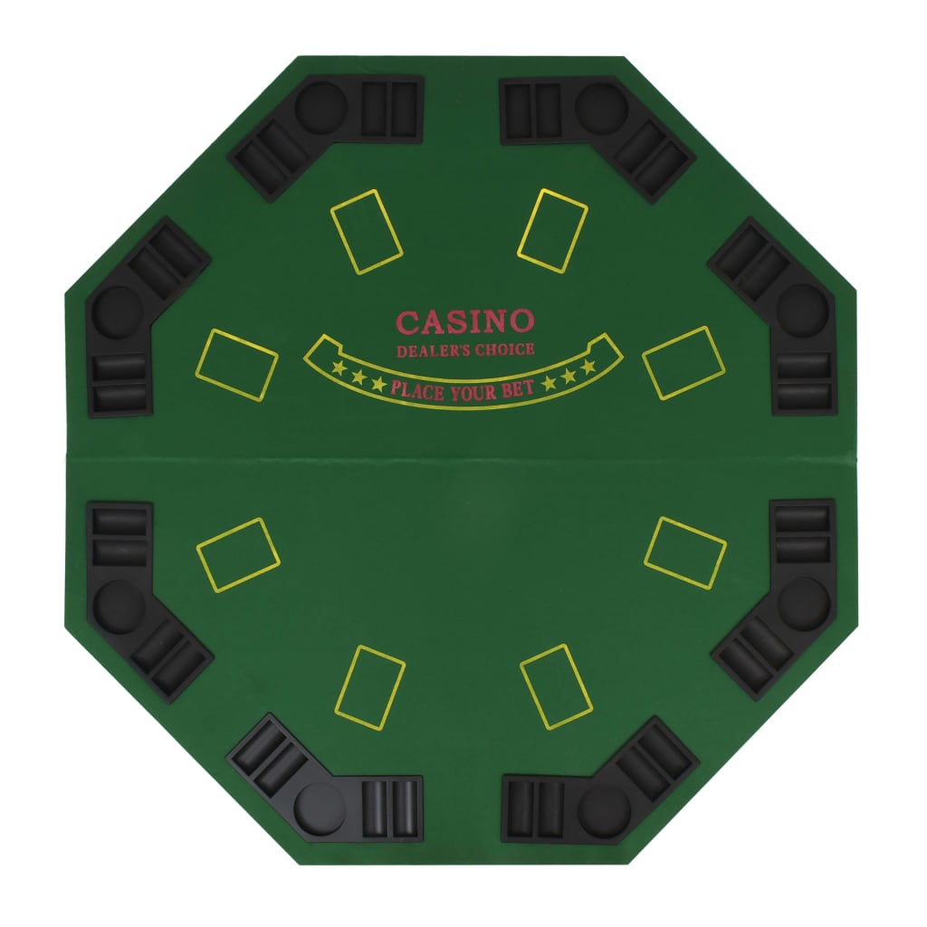 vidaXL Tabuleiro póquer dobrável em 2 p/ 8 jogadores octogonal verde