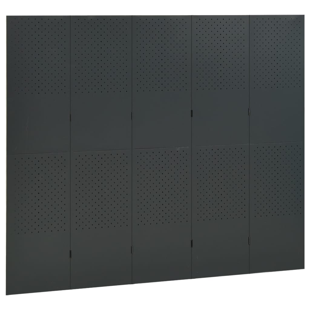 vidaXL Divisória de quarto com 5 painéis aço 200x180 cm antracite