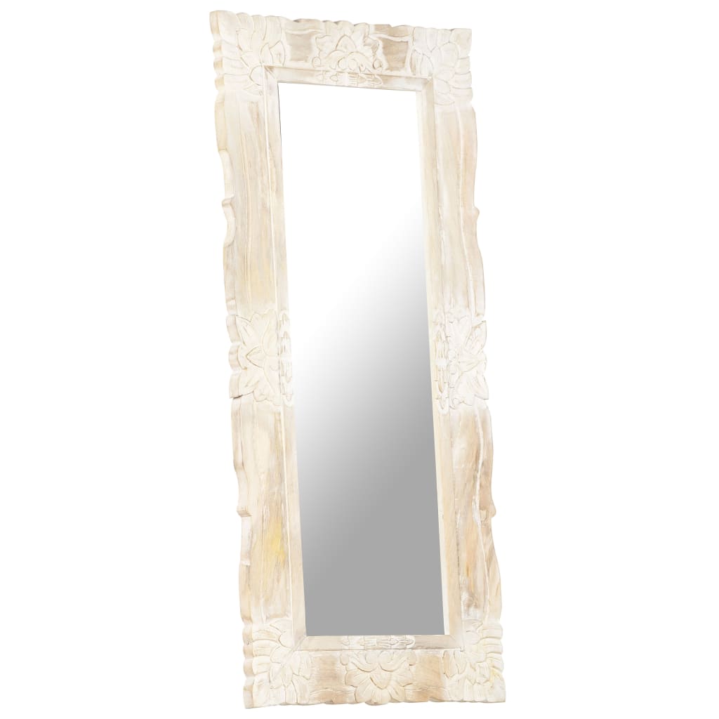 vidaXL Espelho 110x50 cm madeira de mangueira maciça branco