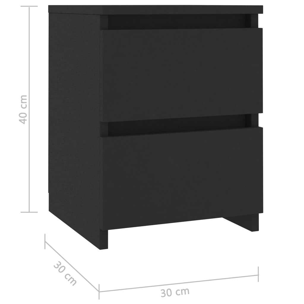vidaXL Mesas de cabeceira 2 pcs 30x30x40 cm contraplacado preto