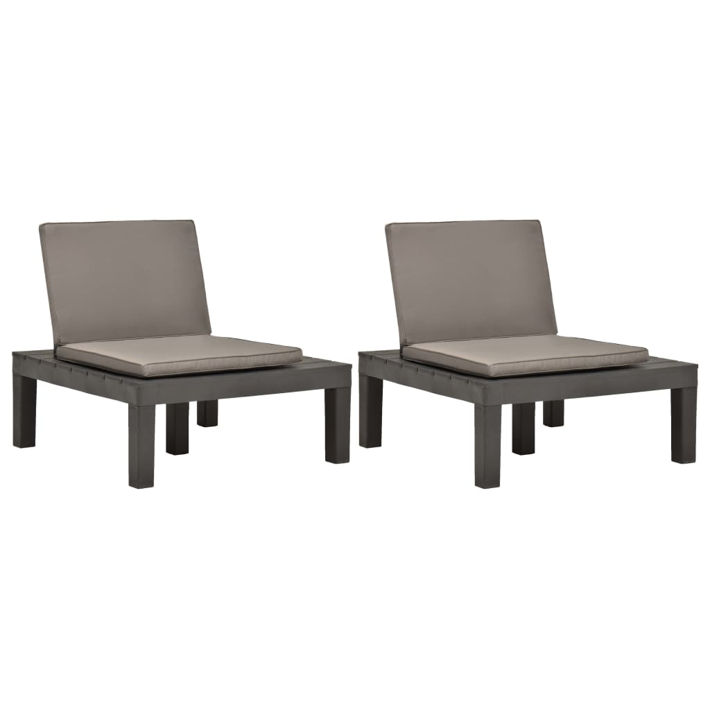 vidaXL Cadeiras de jardim com almofadões 2 pcs plástico antracite