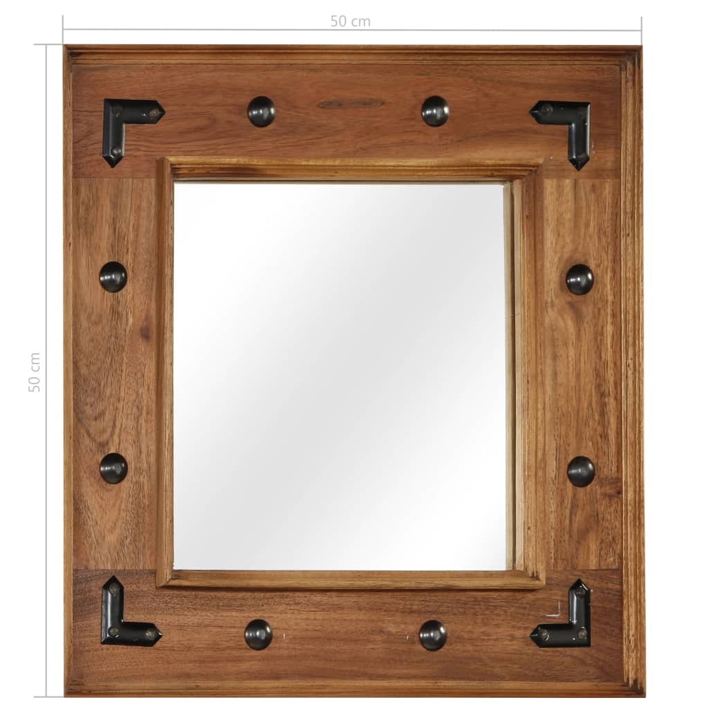 vidaXL Espelho em madeira de acácia maciça 50x50 cm