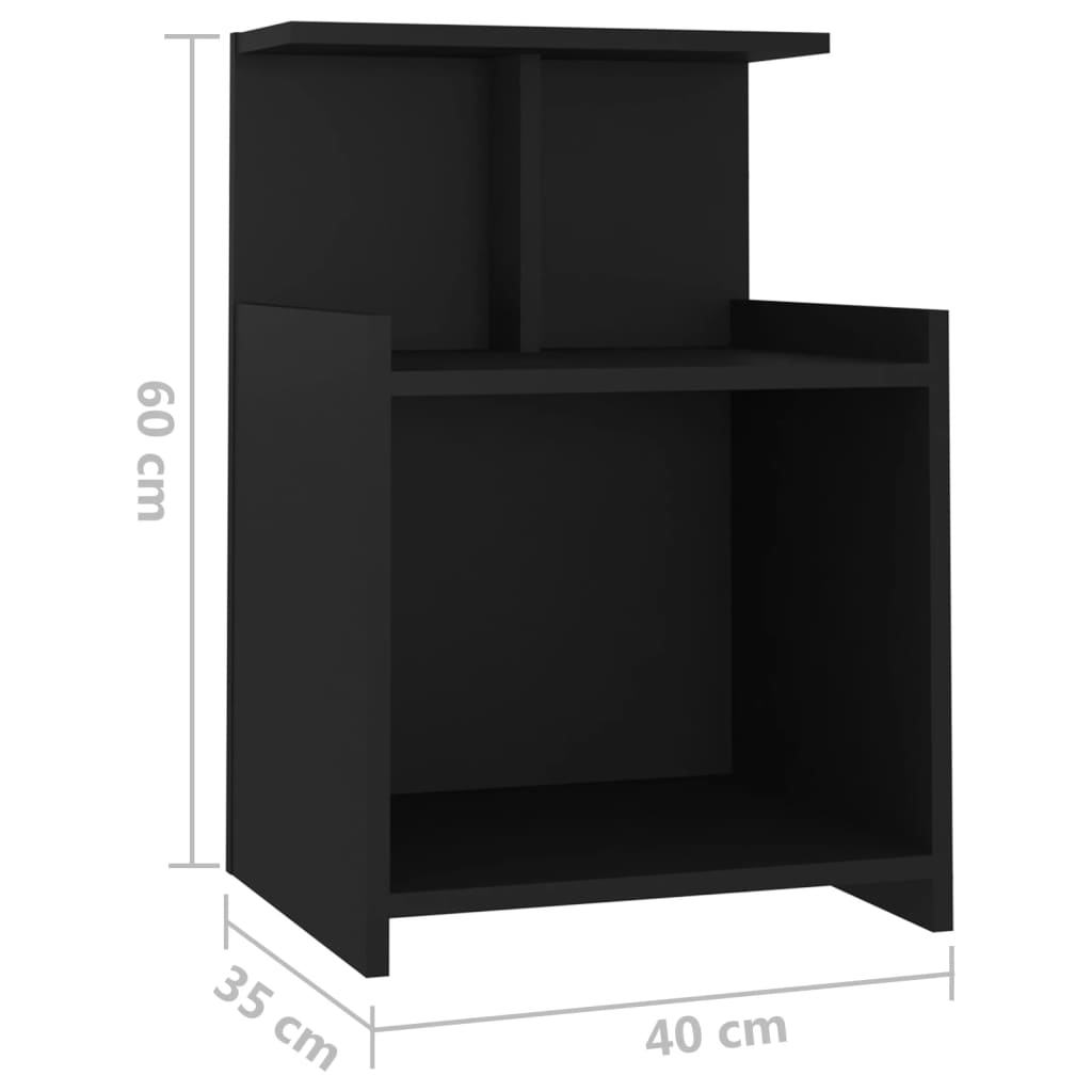 vidaXL Mesa de cabeceira 40x35x60 cm contraplacado preto