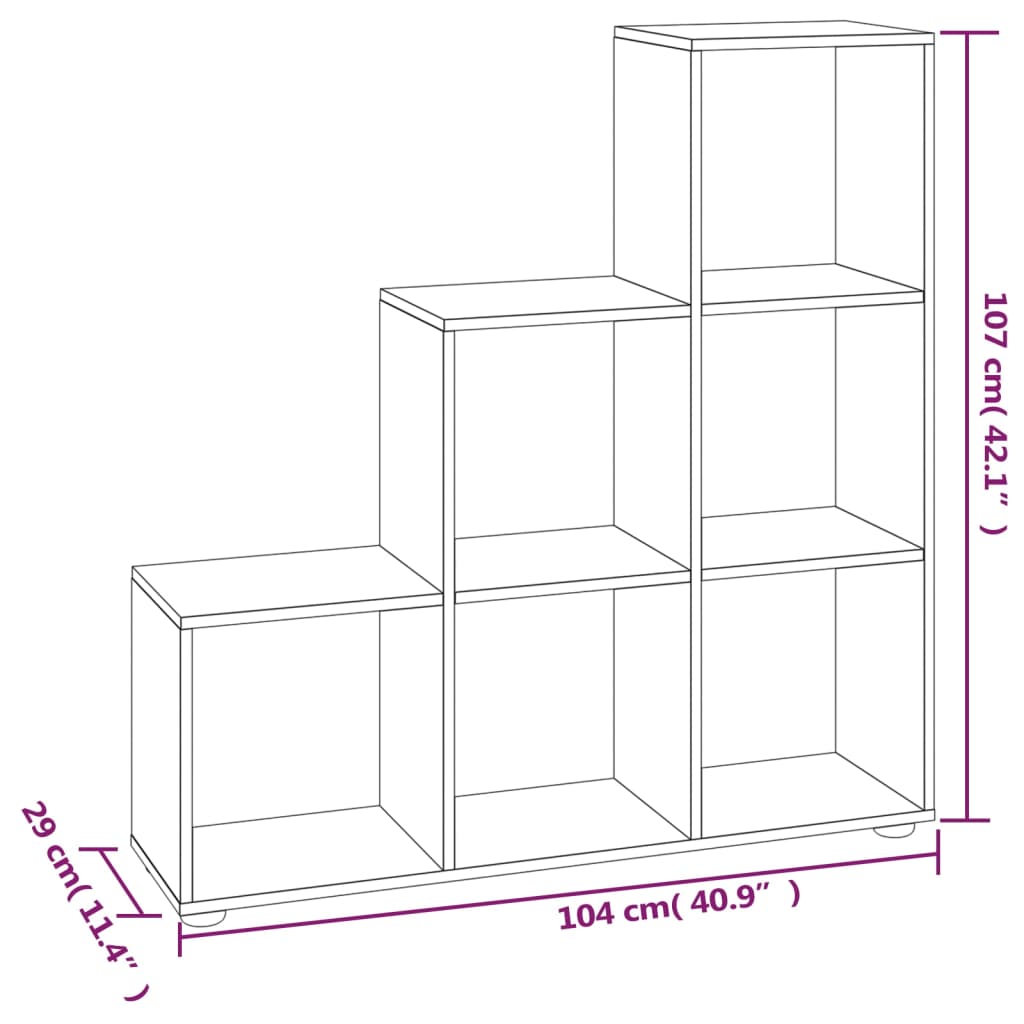 vidaXL Estante escada/prateleira derivados de madeira 107 cm preto