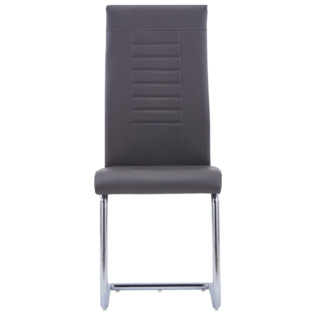 vidaXL Cadeiras de jantar cantilever 4 pcs couro artificial cinzento