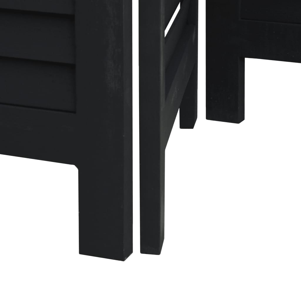 vidaXL Biombo com 4 painéis madeira de paulownia maciça preto