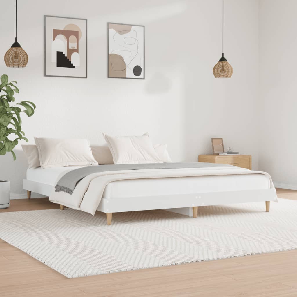 vidaXL Estrutura de cama 160x200 cm derivados de madeira branco