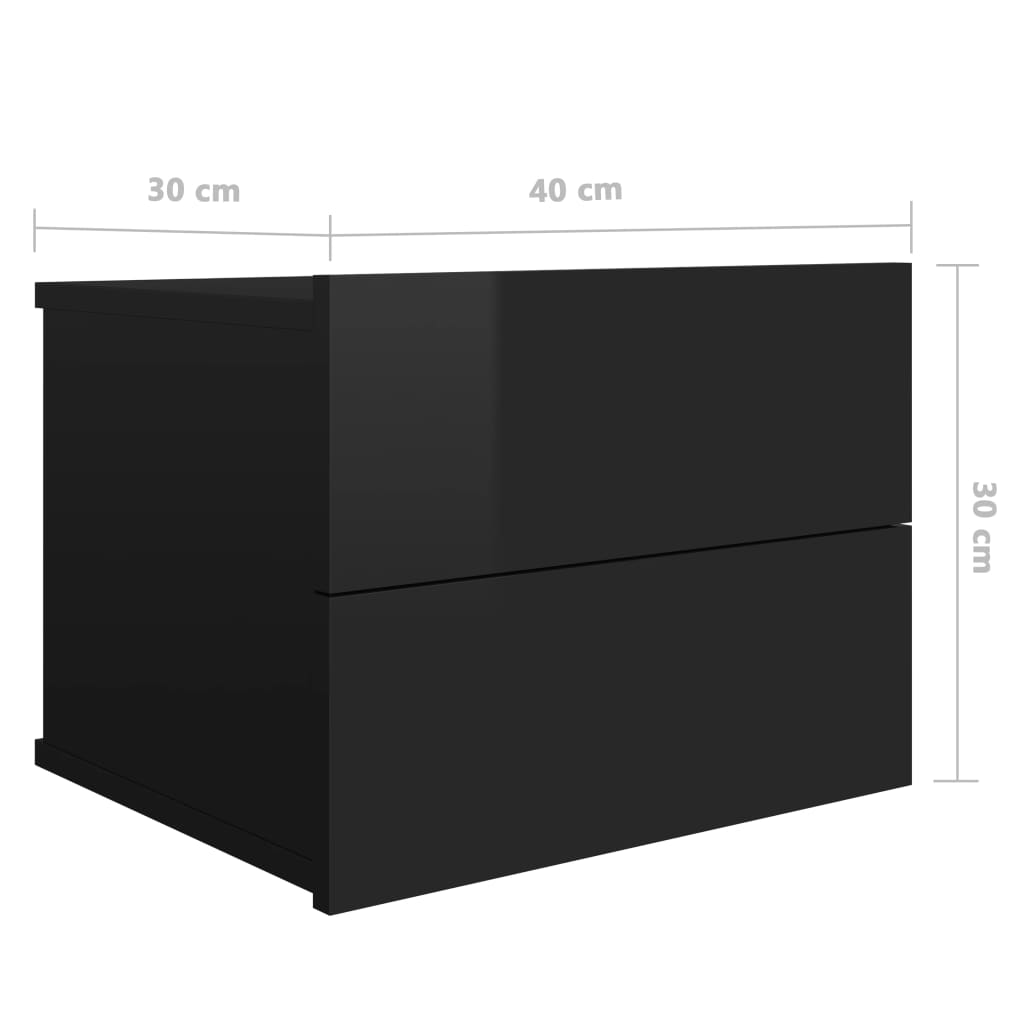 vidaXL Mesa de cabeceira 40x30x30 cm contraplacado preto brilhante