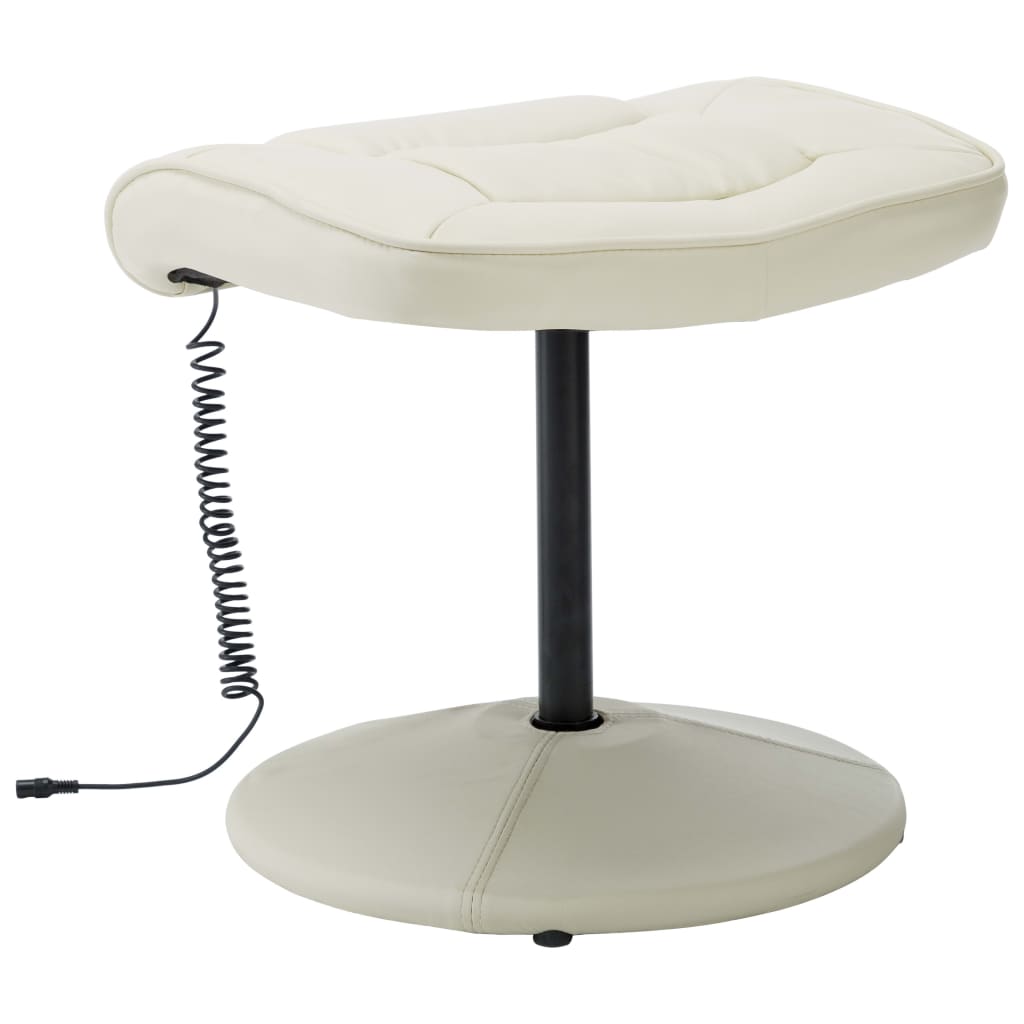 vidaXL Cadeira de massagens c/ apoio de pés couro artificial creme