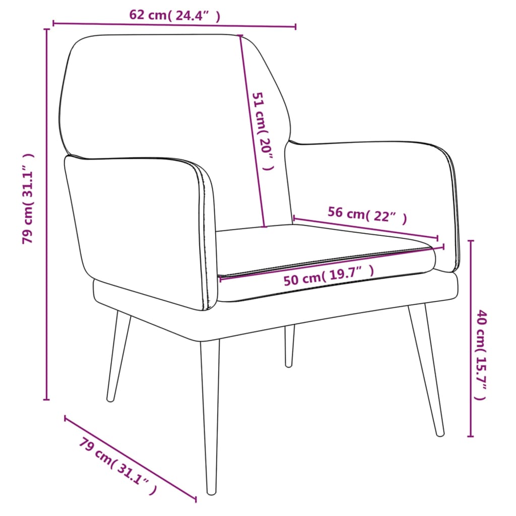 vidaXL Cadeira c/ apoio de braços 62x79x79 veludo cinzento-claro