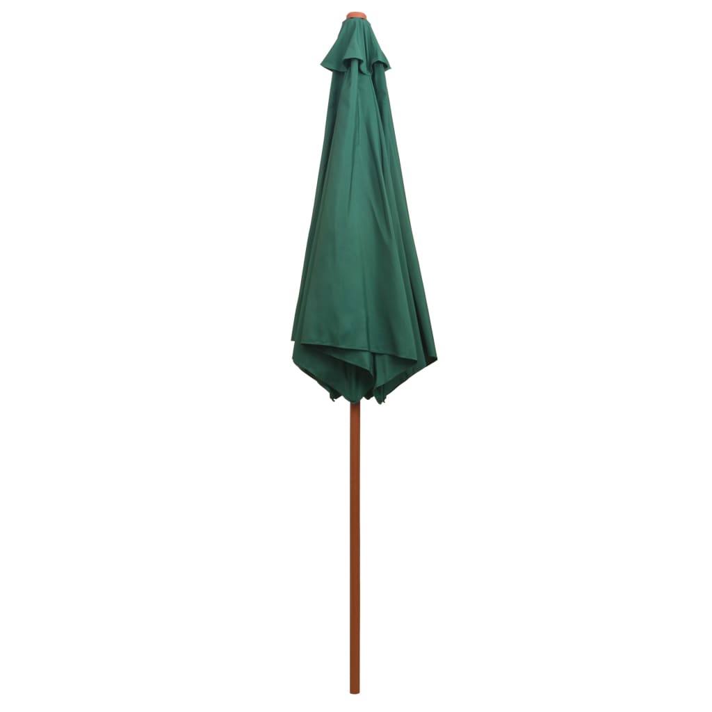 vidaXL Guarda-sol com mastro em madeira 270x270 cm verde