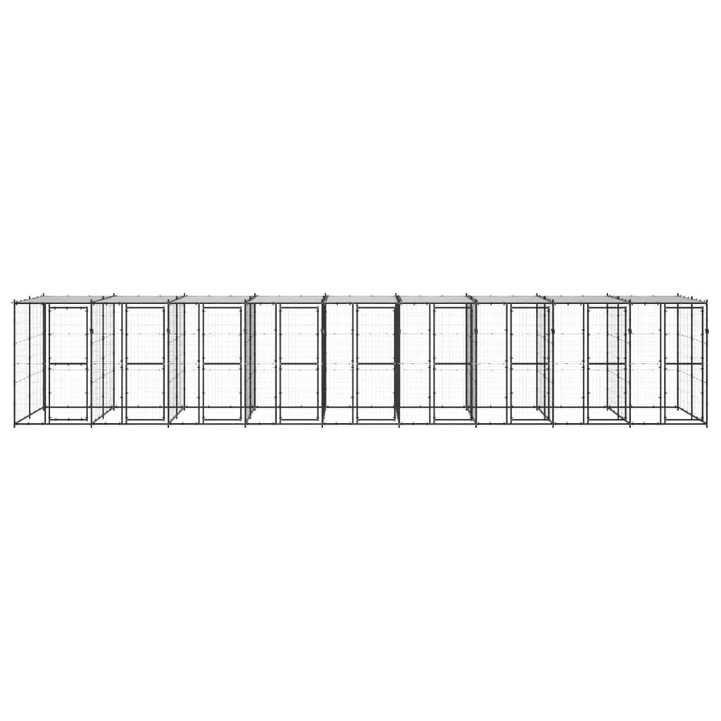 vidaXL Canil de exterior com telhado 21,78 m² aço