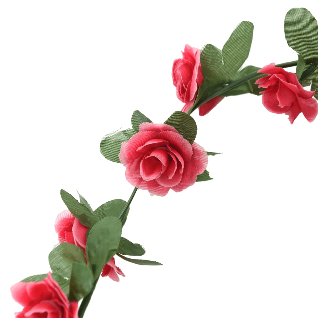 vidaXL Grinaldas de flores artificiais 6 pcs 250 cm vermelho rosado