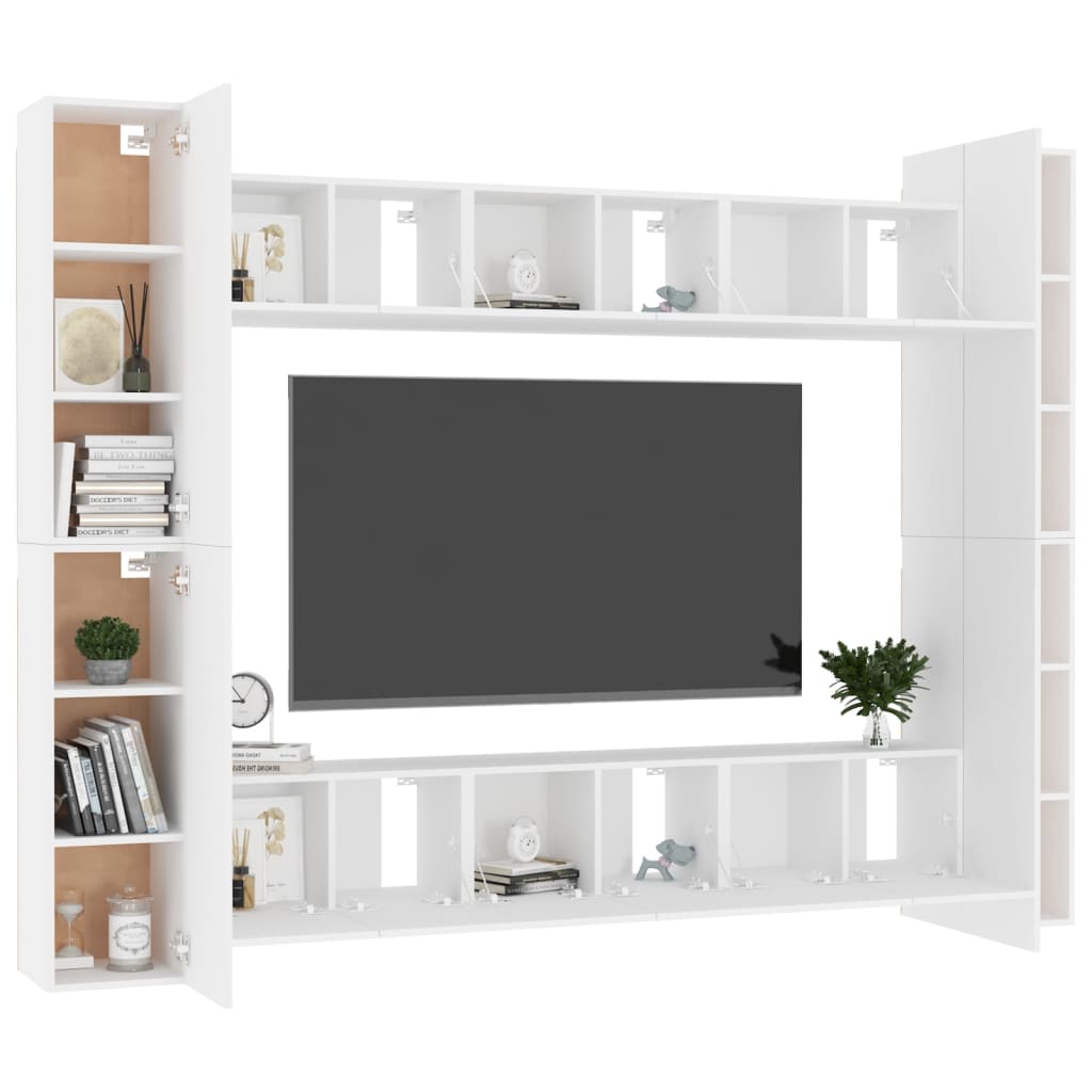 vidaXL 10 pcs conjunto de móveis de TV contraplacado branco