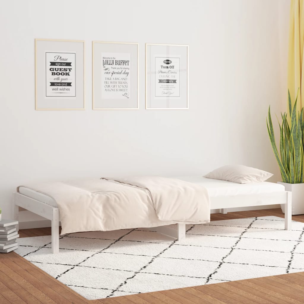 vidaXL Sofá-cama 90 x 200 cm madeira de pinho maciça branco
