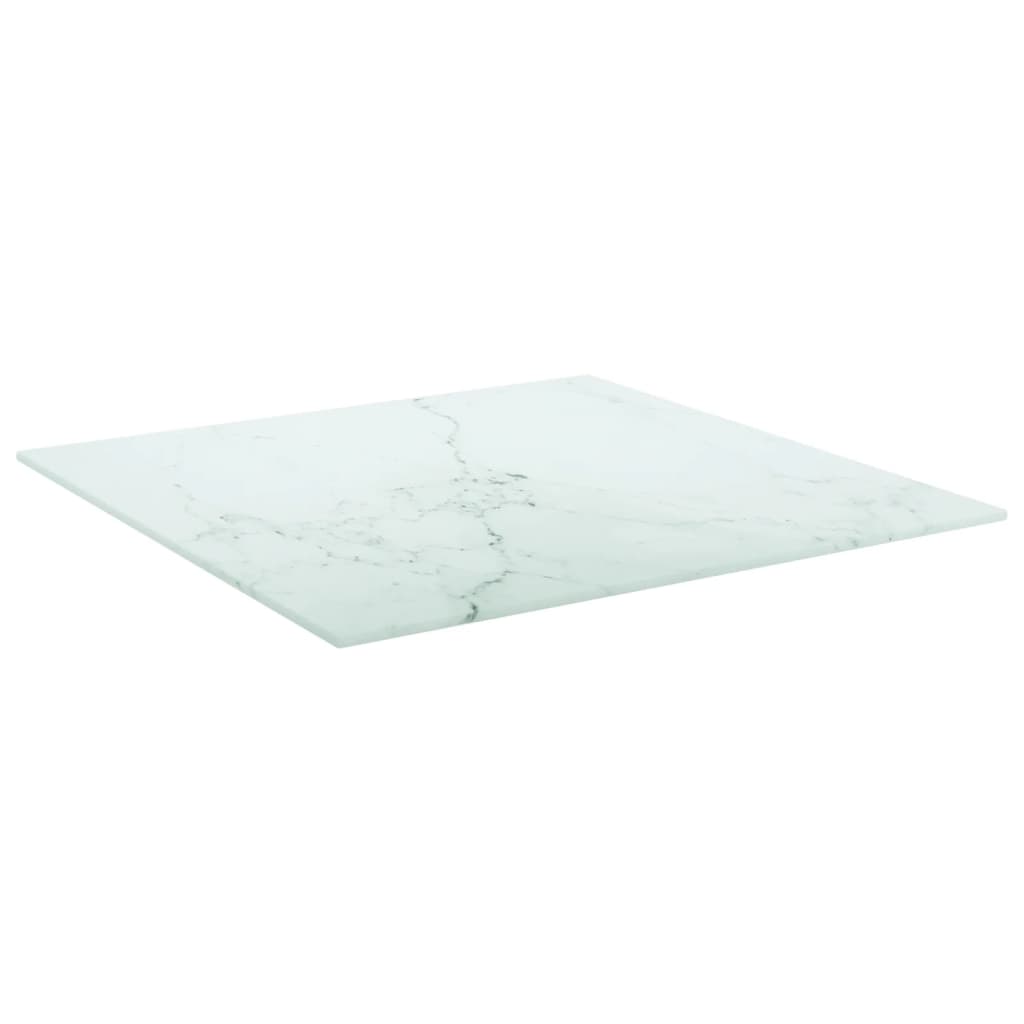 vidaXL Tampo mesa 50x50 cm 6 mm vidro temperado design mármore branco