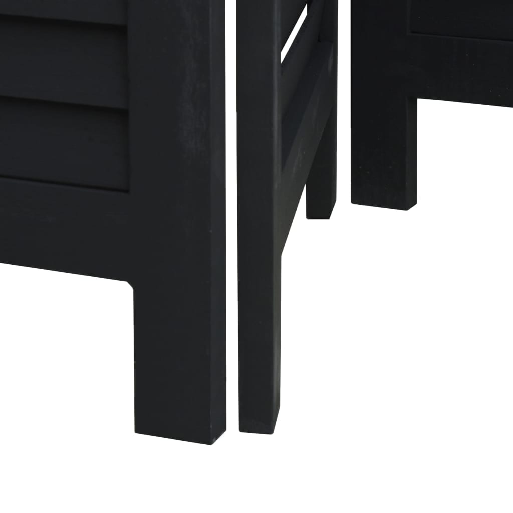 vidaXL Biombo com 6 painéis madeira de paulownia maciça preto