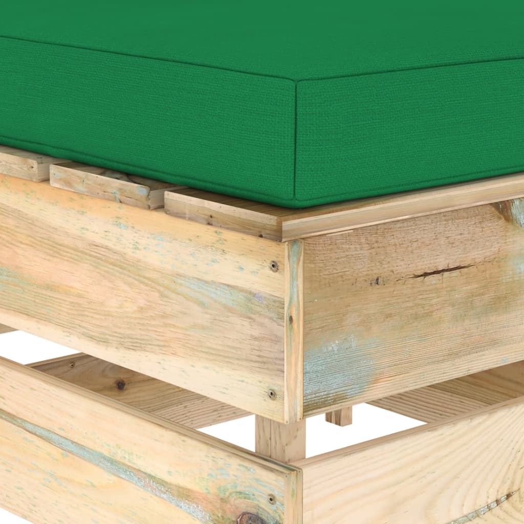 vidaXL Otomano seccional com almofadão madeira impregnada verde