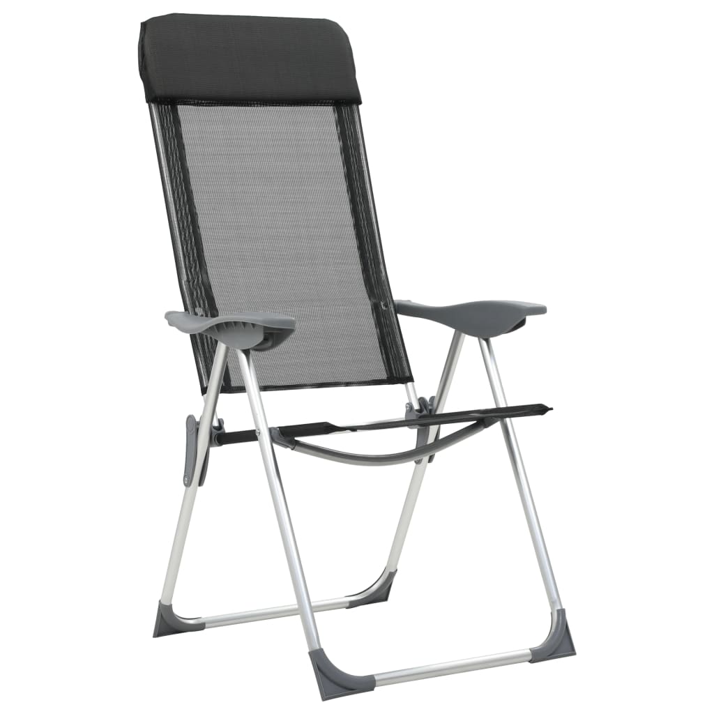 vidaXL Cadeiras de campismo dobráveis 2 pcs alumínio preto