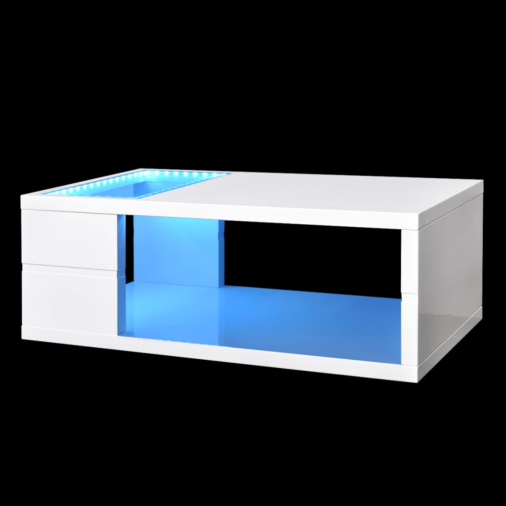 vidaXL Mesa de centro com LED branco brilhante