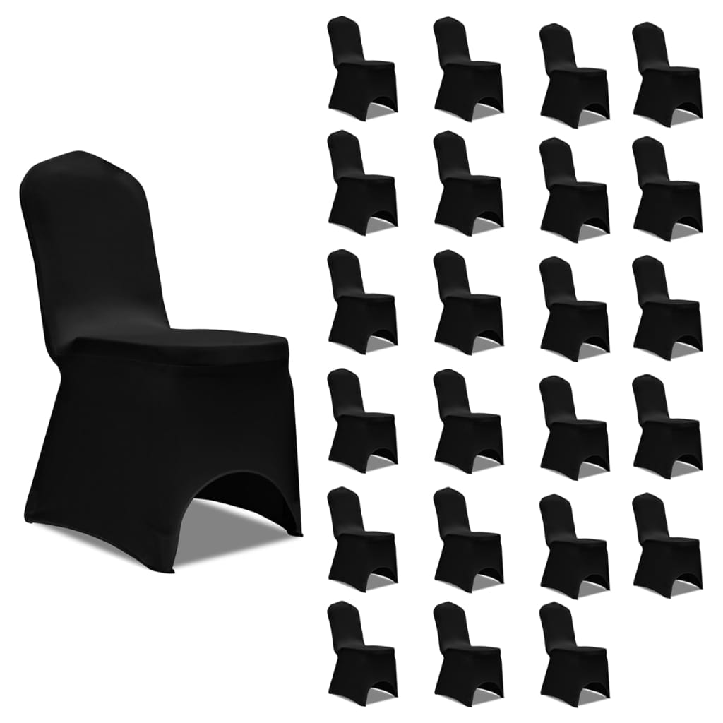vidaXL Capa para cadeira elástica 24 pcs preto