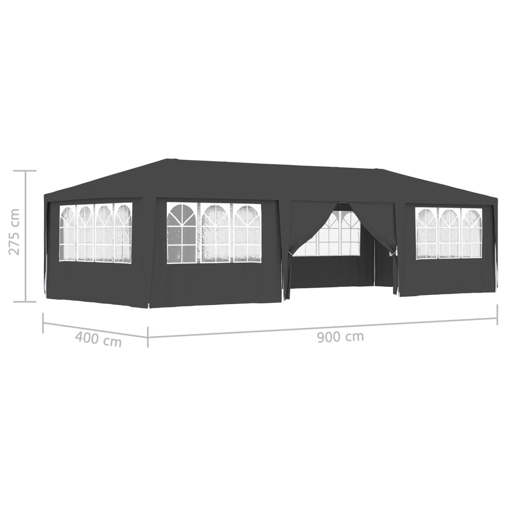vidaXL Tenda festas com paredes laterais 4x9m 90g/m² antracite