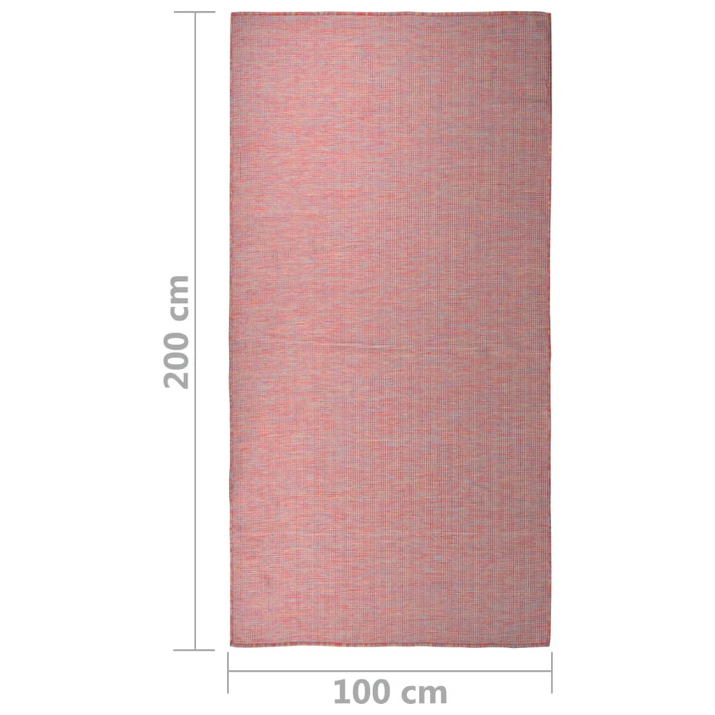 vidaXL Tapete de tecido plano para exterior 100x200 cm vermelho
