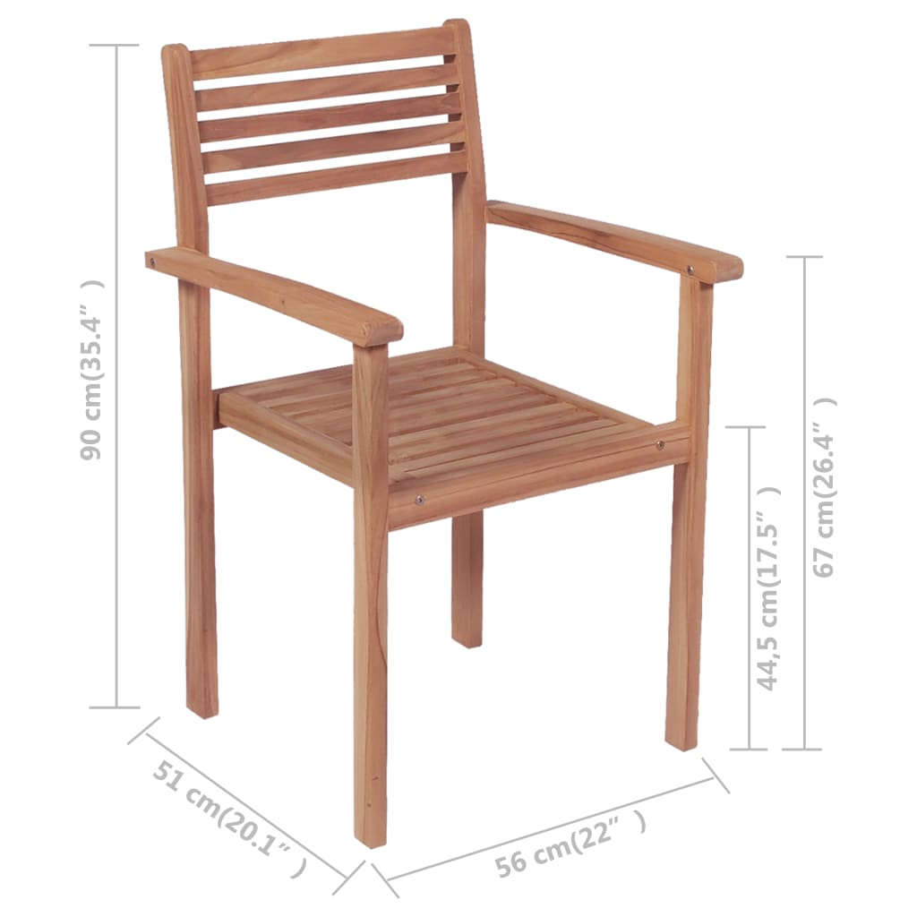 vidaXL Cadeiras de jardim empilháveis 2 pcs madeira teca maciça