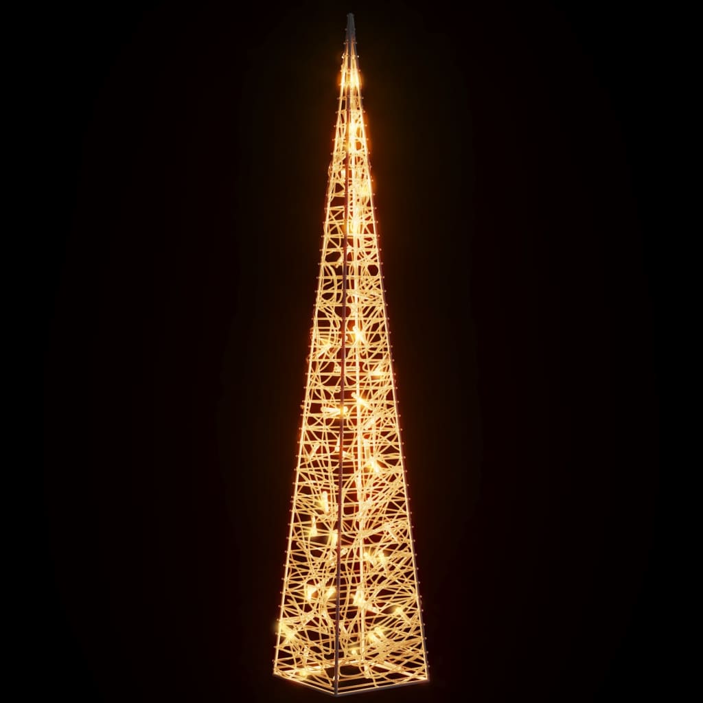 vidaXL Cone iluminação Natal 60 luzes LED 120cm acrílico branco quente