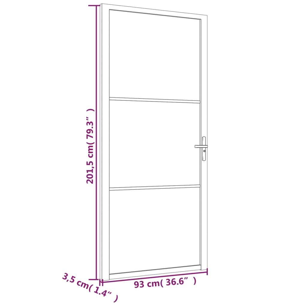 vidaXL Porta interior 93x201,5 cm vidro fosco e alumínio preto