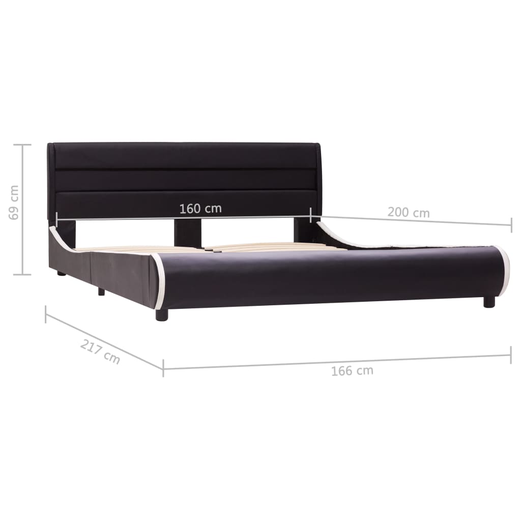 vidaXL Estrutura de cama com LED 160x200 cm couro artificial preto
