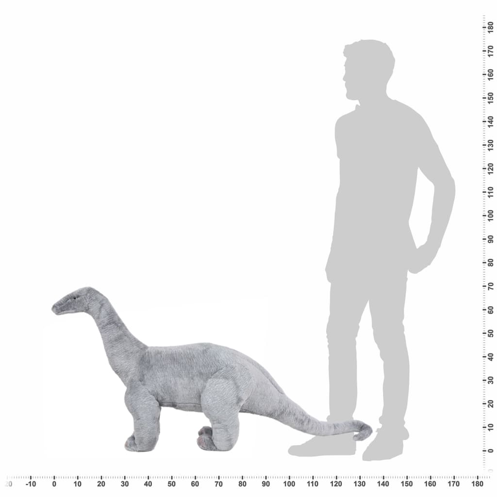 vidaXL Brinquedo de montar dinossauro braquiossauro peluche cinza XXL