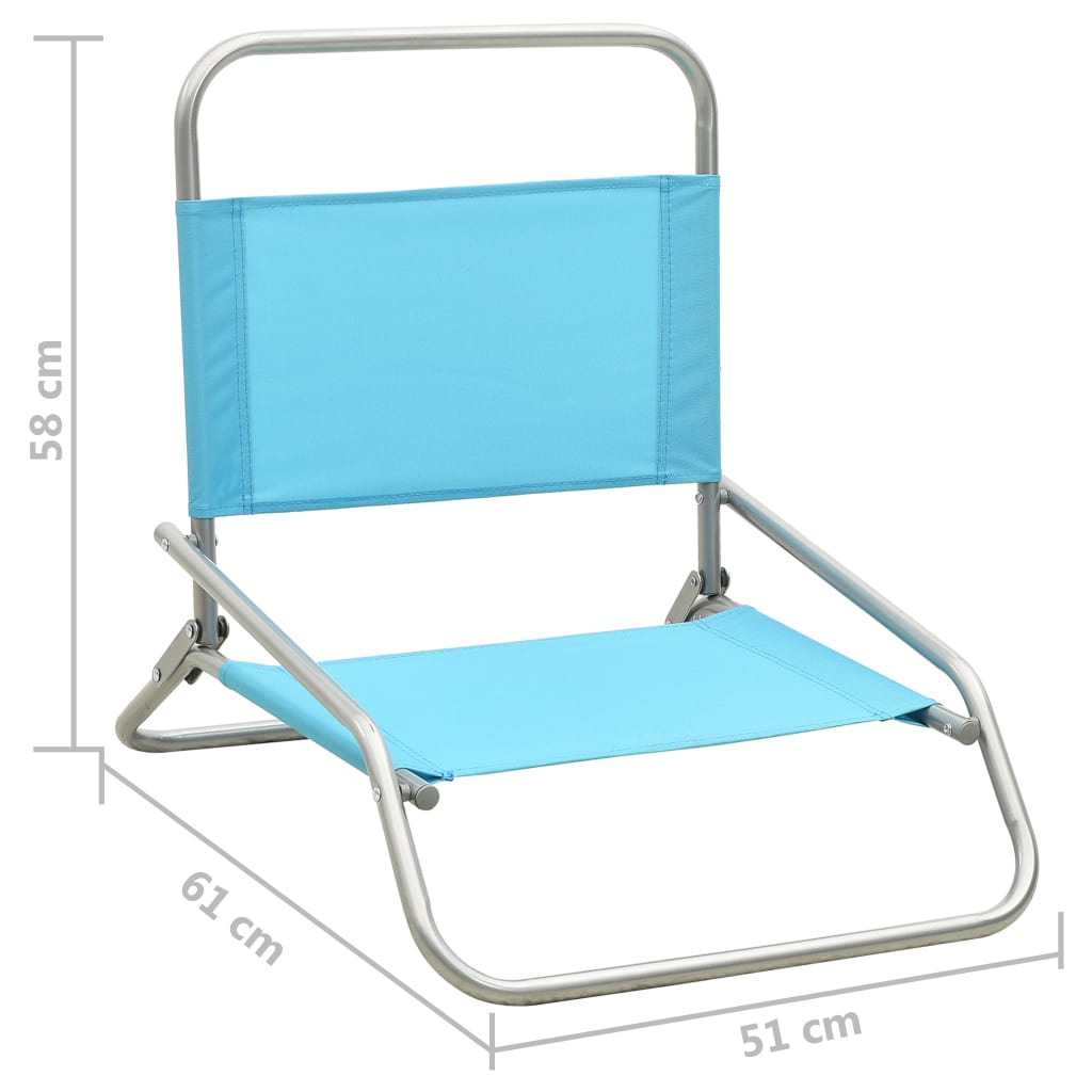vidaXL Cadeiras de praia dobráveis 2 pcs tecido turquesa