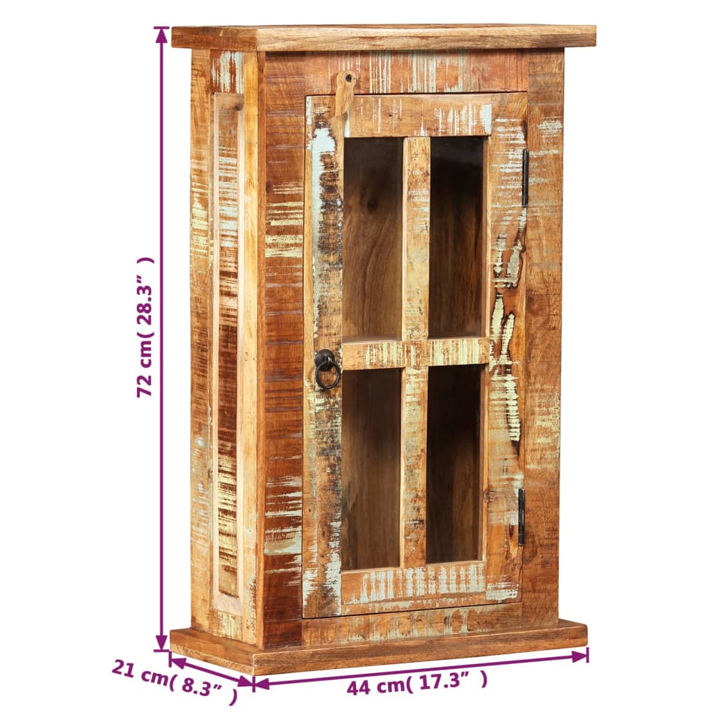 vidaXL Armário de parede em madeira recuperada maciça 44x21x72 cm