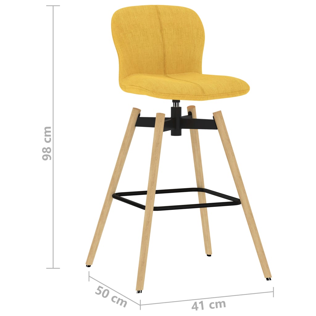 vidaXL Cadeiras de bar giratórias 2 pcs tecido amarelo