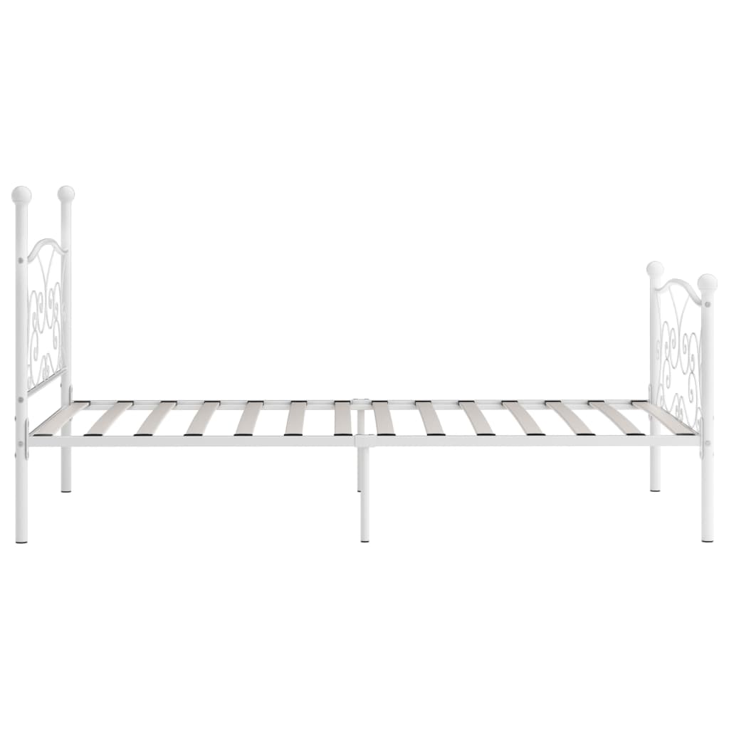 vidaXL Estrutura de cama com estrado de ripas 90x200 cm metal branco