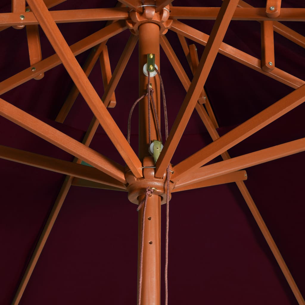 vidaXL Guarda-sol c/ 2 coberturas mastro em madeira 270 cm bordô