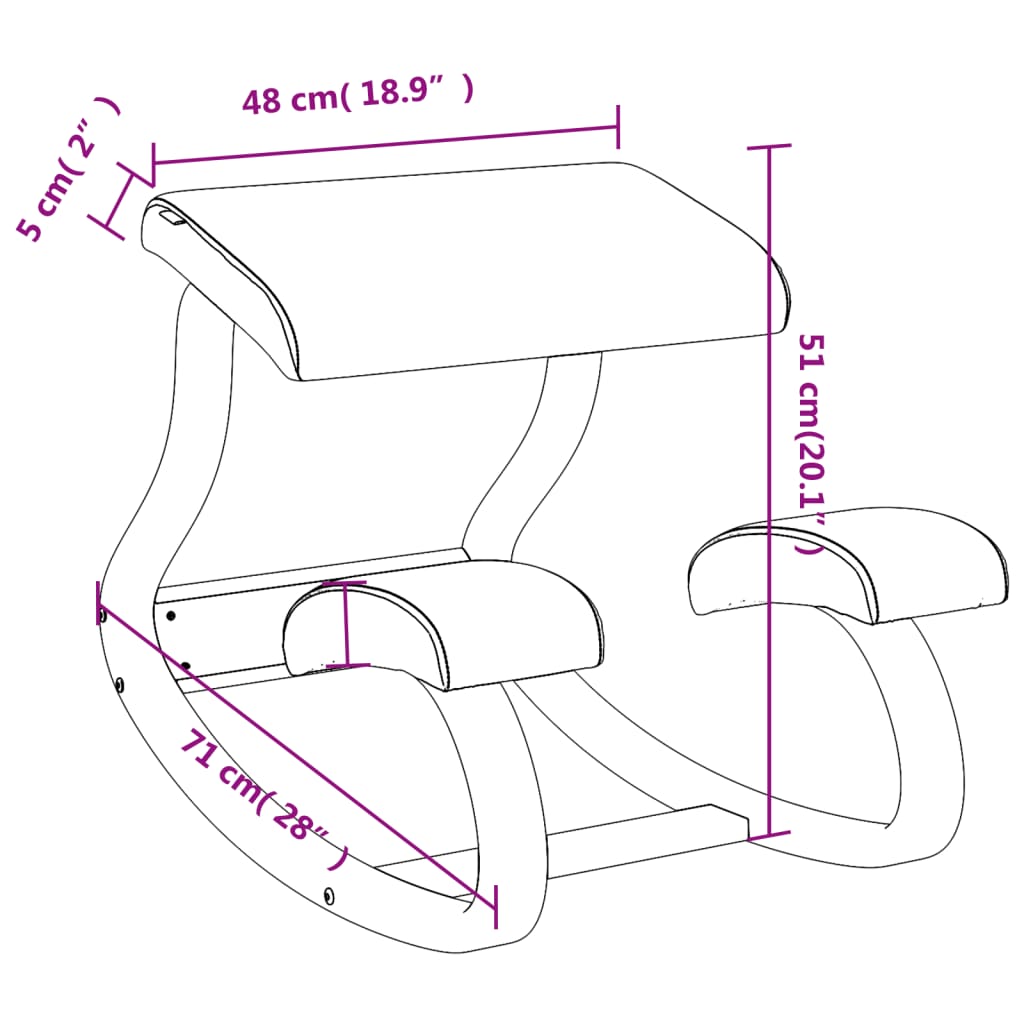 vidaXL Cadeira de ajoelhar 48x71x51cm contraplacado de bétula creme
