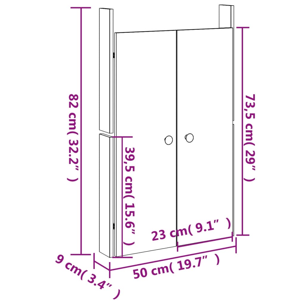 vidaXL Portas de cozinha para exterior 2 pcs 50x9x82 cm pinho maciço