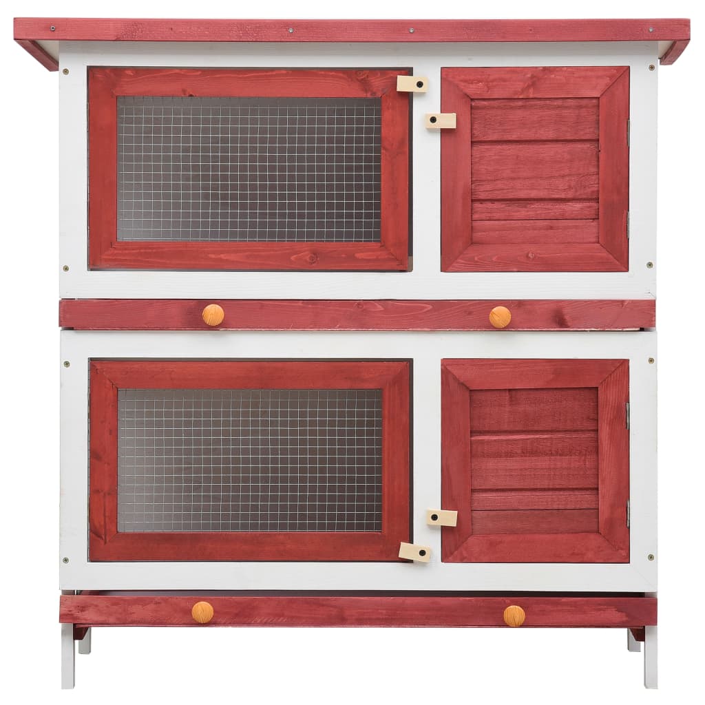 vidaXL Coelheira de exterior 4 portas madeira vermelho